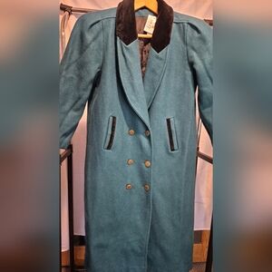 Teal Double-Breasted Women's Coat